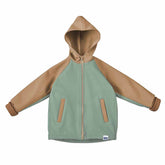 Jacheta cu gluga, din softshell impermeabil, pentru bebelusi si copii, model chocolate mint
